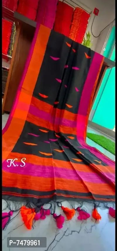 Trending Khadi Cotton Handloom Saree With Blouse Piece