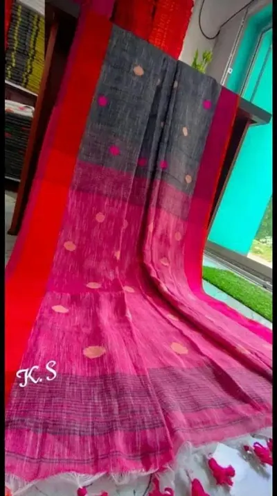 Khadi Cotton Handloom Sarees With Blouse Piece