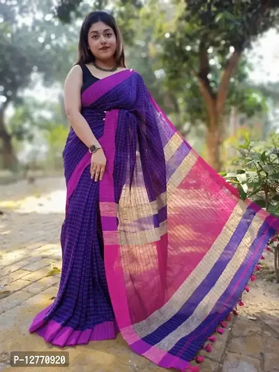 Beautiful Khadi Cotton Saree with Blouse piece-thumb0