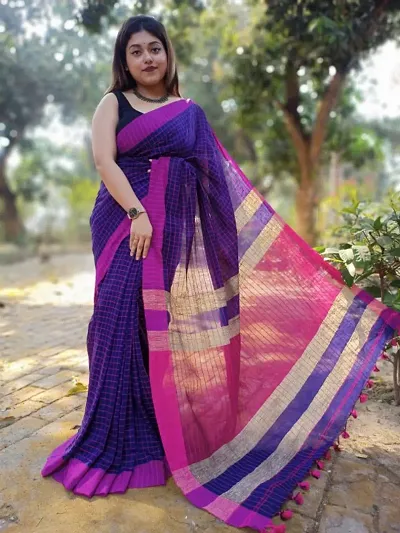 New In Khadi Cotton Saree with Blouse piece 