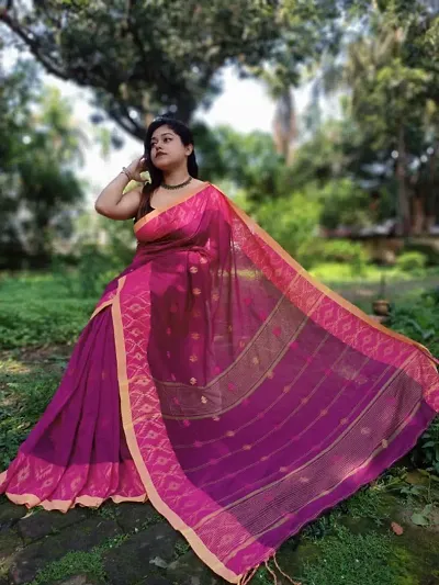 fcity.in - Woman Handloom Super Quality Cotton Saree With Blouse Pices Adn  Chak