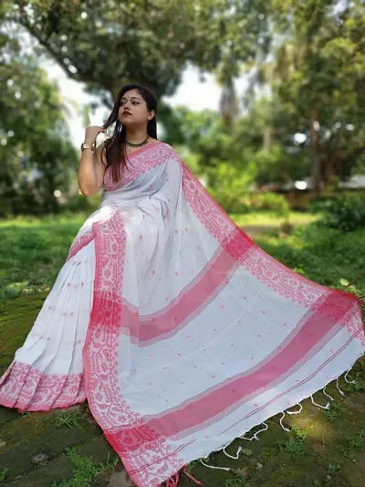 Khadi Cotton Saree With Blouse Piece