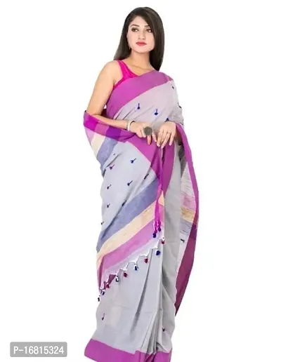 Handloom Cotton Saree With Blouse Piece-thumb0