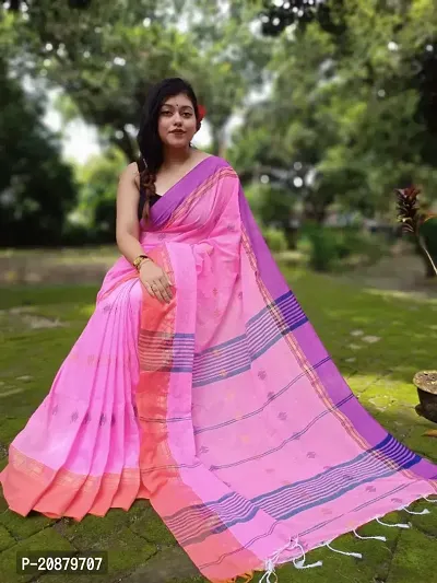 Light Pink Color Soft Cotton Weaving Work Party Wear Saree -4910158508