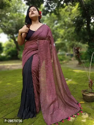 Handloom Cotton Saree With Blouse Piece-thumb0