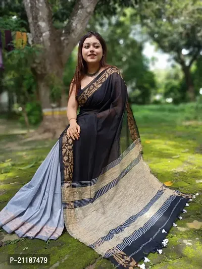 Handloom Cotton Saree With Blouse Piece-thumb0