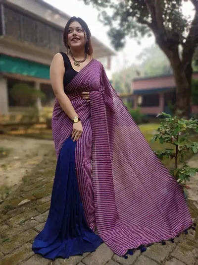 New In Cotton Saree with Blouse piece