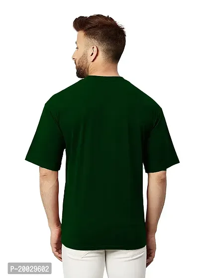 NaRnia@Men Half Sleeve Oversized Cotton Solid T-Shirt (Small, Green)-thumb2