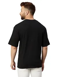 NaRnia@Men Half Sleeve Oversized Cotton Solid T-Shirt (Large, Black)-thumb1
