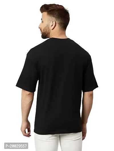 NaRnia@Men Half Sleeve Oversized Cotton Solid T-Shirt (Large, Black)-thumb2
