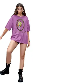 NaRnia ? Free Size multicplour Loose Fit Believer Typography Printed 100% Cotton T-Shirt for Women/Girls (Small, Light Purple Barbie)-thumb2