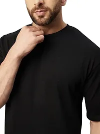 NaRnia@Men Half Sleeve Oversized Cotton Solid T-Shirt (Large, Black)-thumb3
