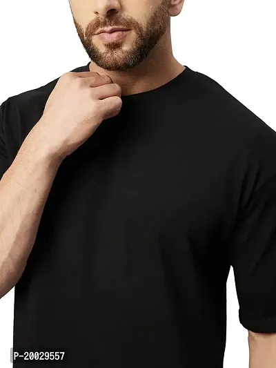 NaRnia@Men Half Sleeve Oversized Cotton Solid T-Shirt (Large, Black)-thumb4