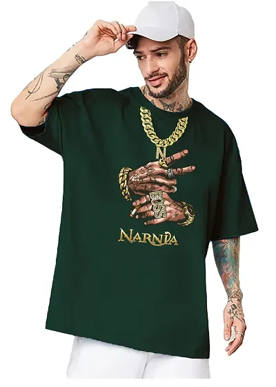 NaRnia Chain Graphic Oversize Tshirt (Medium, Chain Green)