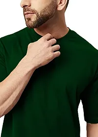 NaRnia@Men Half Sleeve Oversized Cotton Solid T-Shirt (Small, Green)-thumb2