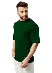 NaRnia@Men Half Sleeve Oversized Cotton Solid T-Shirt (Small, Green)-thumb3