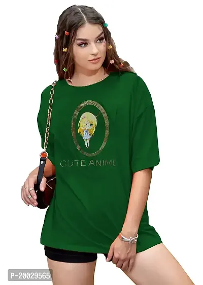 NaRnia ? Free Size multicplour Loose Fit Believer Typography Printed 100% Cotton T-Shirt for Women/Girls (Small, Green Barbie)-thumb0