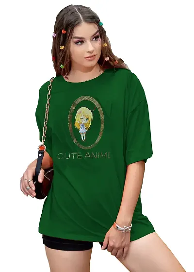 NaRnia ? Collection Doll Cute Anime Print Drop Shoulder Oversized T-Shirt for Women.
