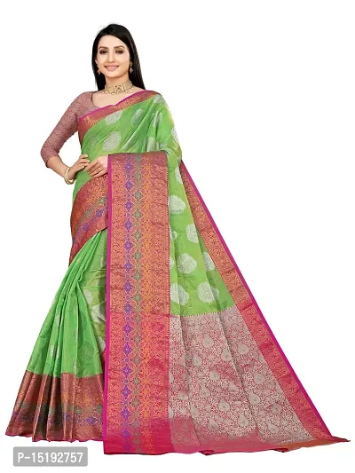 Stylish Silk Blend Pink Self Pattern Ready to Wear (Stitched) Saree For Women-thumb0