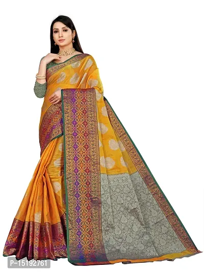 Stylish Silk Blend Grey Self Pattern Ready to Wear (Stitched) Saree For Women-thumb0