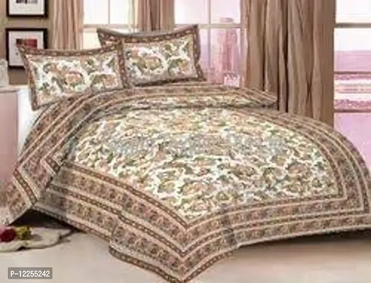 Cotton Double Bedsheet with  King Size With Pillow Cover-thumb0