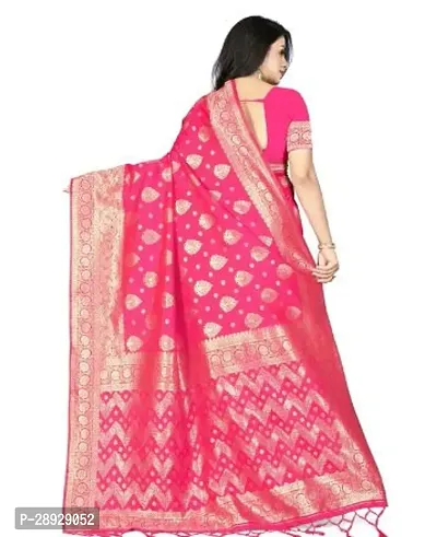 Stylish Silk Blend Pink Jacquard Saree With Blouse Piece For Women-thumb2