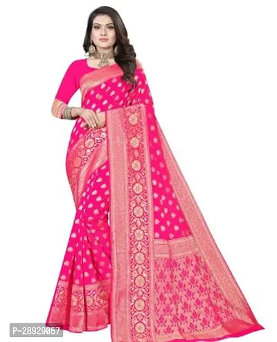 Stylish Art Silk Pink Jacquard Saree With Blouse Piece For Women