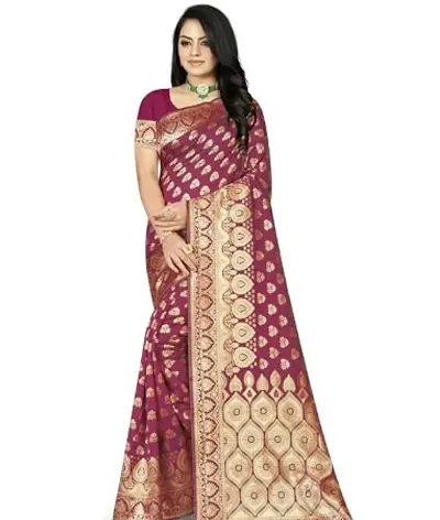 Stylish Silk Jacquard Saree With Blouse Piece For Women