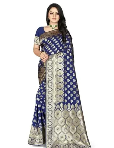 Stylish Banarasi Silk Jacquard Saree With Blouse Piece For Women