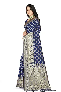 Stylish Banarasi Silk Blue Jacquard Saree With Blouse Piece For Women-thumb1