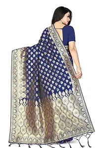 Stylish Banarasi Silk Blue Jacquard Saree With Blouse Piece For Women-thumb2