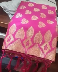 Stylish Banarasi Silk Pink Jacquard Saree With Blouse Piece For Women-thumb1