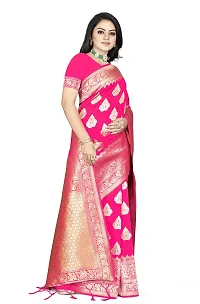 Stylish Banarasi Silk Pink Jacquard Saree With Blouse Piece For Women-thumb3