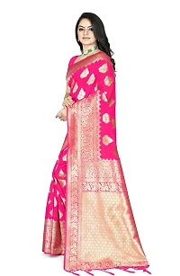 Stylish Banarasi Silk Pink Jacquard Saree With Blouse Piece For Women-thumb2