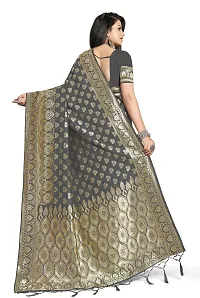 Stylish Banarasi Silk Grey Jacquard Saree With Blouse Piece For Women-thumb2