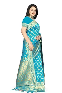 Stylish Banarasi Silk Blue Jacquard Saree With Blouse Piece For Women-thumb2