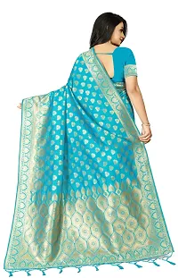 Stylish Banarasi Silk Blue Jacquard Saree With Blouse Piece For Women-thumb3