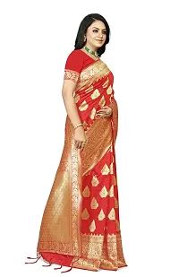 Stylish Banarasi Silk Red Jacquard Saree With Blouse Piece For Women-thumb1