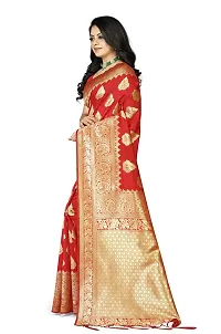 Stylish Banarasi Silk Red Jacquard Saree With Blouse Piece For Women-thumb2