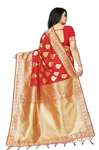 Stylish Banarasi Silk Red Jacquard Saree With Blouse Piece For Women-thumb3