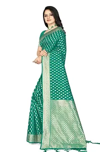 Stylish Banarasi Silk Green Jacquard Saree With Blouse Piece For Women-thumb2