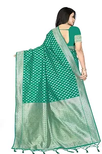 Stylish Banarasi Silk Green Jacquard Saree With Blouse Piece For Women-thumb3