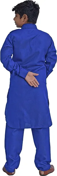 Styylish Blue Cotton Blend Kurta Sets For Kids-thumb1