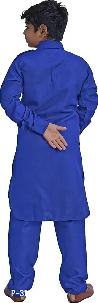 Styylish Blue Cotton Blend Kurta Sets For Kids-thumb2