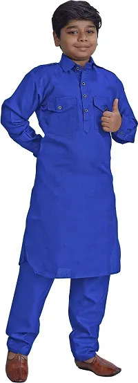 Styylish Blue Cotton Blend Kurta Sets For Kids-thumb3