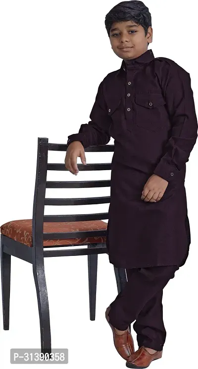 Styylish Purple Cotton Blend Kurta Sets For Kids-thumb0