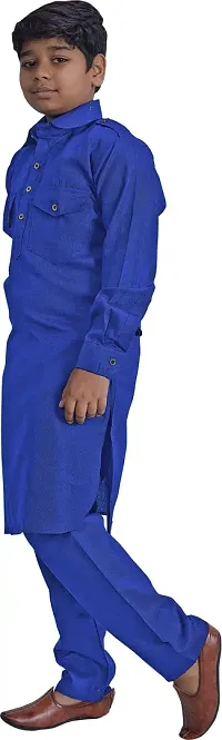 Styylish Blue Cotton Blend Kurta Sets For Kids-thumb2