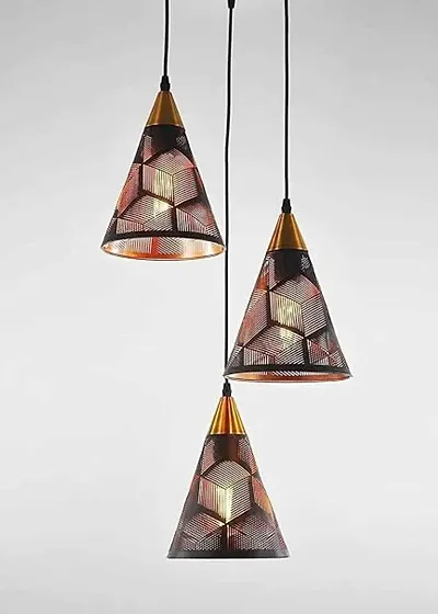 GAUVIK 3 Light Cluster Metal Lazer Cutting Hanging Light for Restaurant,Bedroom, Living Room and Home Decor . (Blub Not Included)