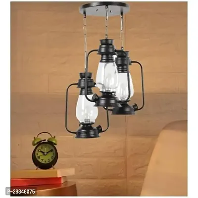 3 Light Cluster Black Lantern Pendant Light/Cluster Ceiling Light for Restaurant, Bedroom, Living Room and Home Decor Chandelier Ceiling Lamp-thumb0