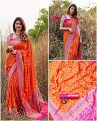 Stylish Orange Art Silk Saree With Blouse Piece For Women-thumb1